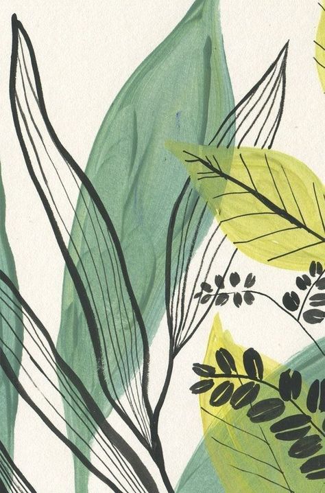 Plants Print, Leaves And Branches, Modern Botanical, Soyut Sanat Tabloları, Art Minimaliste, Botanical Poster, Art Et Illustration, Green Wall Art, Plant Art