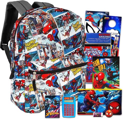 Spiderman Backpack For Boys 8-12 Set - 16” Spiderman Backpack For Kids Bundle with Pencil Case, More (Spiderman School Bag). Get ready for the new school year with Spiderman style. This Spiderman backpack for boys 8-12 set has everything your kid needs to succeed in class. Spiderman Style, Spiderman Backpack, Backpack Set, Boys Backpacks, Pencil Bag, Back To School Supplies, The New School, Pencil Bags, New School Year