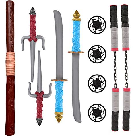 Liberty Imports Ninja Toy Weapons Kids Role Play Set with 2 Katana Swords, 2 SAIS, 2 Foam Nunchucks, 4 Shuriken and Bo Staff for Children Pretend Play Battles Ninja Toy, Kids Ninja Warrior, Kids Role Play, Movie Making, Bo Staff, Ninja Party, Nunchucks, Ninja Warrior, Pretend Play Toys