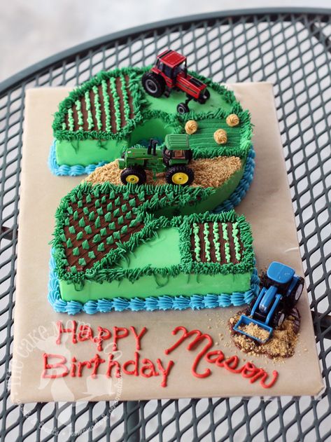 Farmer Boy Number Cake | Boy birthday cake, Farm birthday cakes, Tractor birthday cakes Tractor Field Cake, Farm Theme Bday Cake, 3 Tractor Birthday Cake, Number 4 Tractor Cake, Number 3 Tractor Cake, Farm 2 Birthday, Simple Tractor Birthday Cake, Number Cake Farm Theme, Number 2 Tractor Cake