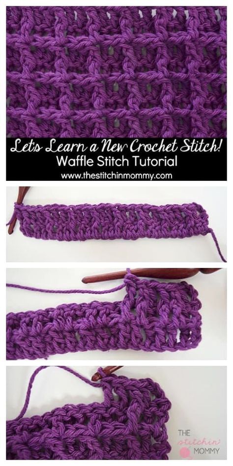 Crochet Waffle Stitch Free Pattern Tutorial-Video Crochet Waffle, Crochet Waffle Stitch, Crochet Geek, Waffle Stitch, Double Stitch, Crochet Lessons, Crochet Tips, Stitch Crochet, Crochet Stitches Tutorial