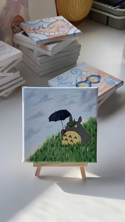 Ghibli Painting, Anime Canvas Painting, Prunus Mume, Mini Toile, Art Painting Tools, Diamond Signet Ring, Canvas Drawing, Small Canvas Paintings, Cute Canvas Paintings