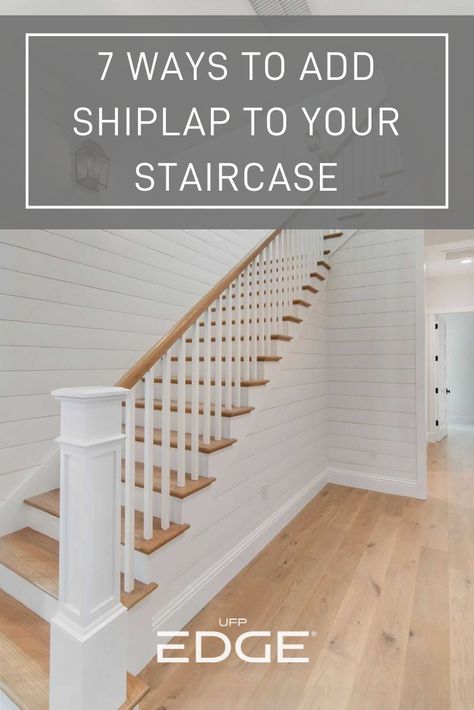 Stairway Shiplap Ideas, Stairs With Shiplap, Stairs With Shiplap Wall, Farmhouse Steps Stairways, Shiplap Stairway Wall, Shiplap Stairs Wall, Shiplap On Stairs, Shiplap On Staircase Wall, Shiplap Going Up The Stairs