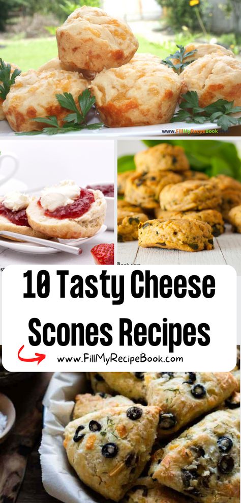 10 Tasty Cheese Scones Recipes. Scones recipes do not have to be plain fill them with different cheeses and use ham or bacon or olives. Ham And Cheese Scones Recipes, Cheese Scones Easy, Cheese Scones Recipe, Christmas Scones, Cheese Scone Recipes, Tortilla Recipes, Different Cheeses, Scones Easy, Cheese Scones