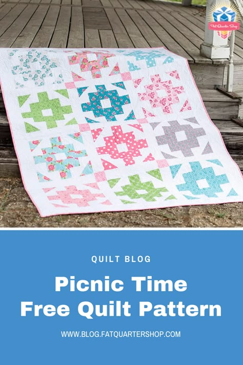 Picnic Time Quilt Pattern, Skip To My Lou Quilt Pattern, Free Fq Quilt Patterns, X Quilt Block, 2 Charm Pack Quilt Pattern Free, Picnic Quilt Ideas, Free Quilt Pattern Downloads, Fat Quarter Quilt Pattern Free, Square Quilt Patterns Easy