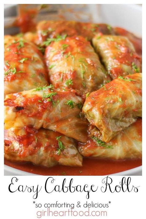 Bulk Dinner Ideas, Recipe For Cabbage Rolls, Recipe For Cabbage, Arabisk Mad, Easy Cabbage Rolls, Easy Stuffed Cabbage, Seasoned Ground Beef, Baked Cabbage, Stuffed Cabbage Rolls