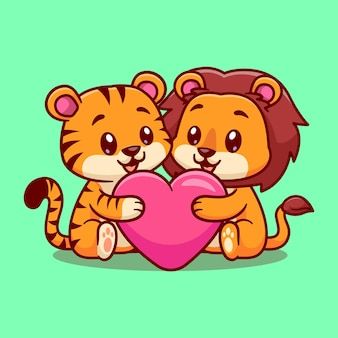 Easy Tiger Drawing, Valentines Drawings, Tiger And Lion, Honey Illustration, Cute Panda Drawing, Nature Icon, Cute Cat Sleeping, Heart Cartoon, Cat Yawning