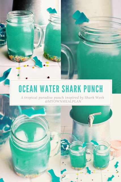 Ocean Themed Recipes, Ocean Punch Recipe, Shark Punch For Kids, Ocean Theme Drinks, Shark Inspired Food, Shark Themed Bachelorette Party, Shark Bachelorette Party, Ocean Water Punch, Mermaid Ocean Water