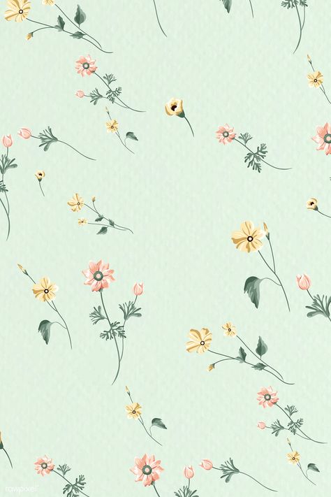 Colorful flowers on a green background  | premium image by rawpixel.com / Aew Green Floral Background, Mint Green Wallpaper Iphone, Mint Green Wallpaper, Mint Green Flowers, Flower Seamless Pattern, Pastel Iphone Wallpaper, Apple Background, Mint Green Aesthetic, Mint Flowers