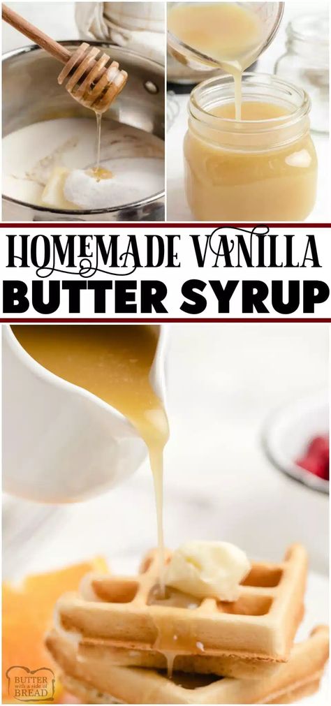 pancakes syrup light brown sugar - Google Search Butter Syrup Recipe, Make Syrup, Butter Syrup, Homemade Syrup, Syrup Recipe, Sweet Sauce, Homemade Vanilla, Breakfast Brunch Recipes, Brunch Recipes