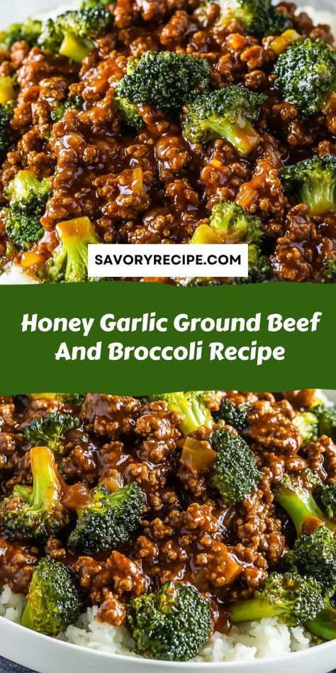 Savor the deliciousness of Honey Garlic Ground Beef and Broccoli! This quick and easy recipe combines tender ground beef with vibrant broccoli in a sweet and savory sauce. Perfect for weeknight dinners, this dish elevates classic Ground Beef Recipes to a whole new level. Your family will love it! Honey Garlic Ground Beef, Beef And Broccoli Sauce, Riced Broccoli Recipes, Beef With Broccoli Recipe, Broccoli Recipes Healthy, Beef And Broccoli Recipe, Best Ground Beef Recipes, Ground Beef And Broccoli, Easy Beef And Broccoli