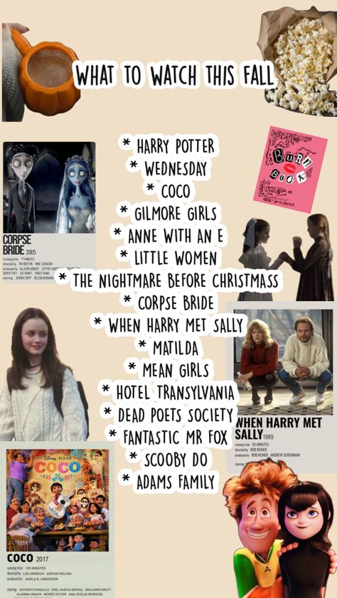 gilmore girls, tim burton, Sick Day Movies, Fall Watchlist, Fall Movies Aesthetic, Fall Movies To Watch, Movies Marathon, Autumn Movie, Fall Movies, Netflix Movie List, Fall Tv Shows