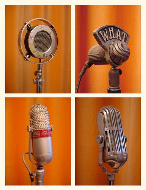 kronstadt21:  Microphones from The Vintage Microphone Gallery. On Air Radio, Nam June Paik, Old Time Radio, Rock Vintage, Vintage Microphone, Vintage Radio, Music Studio, Recording Studio, Cool Stuff