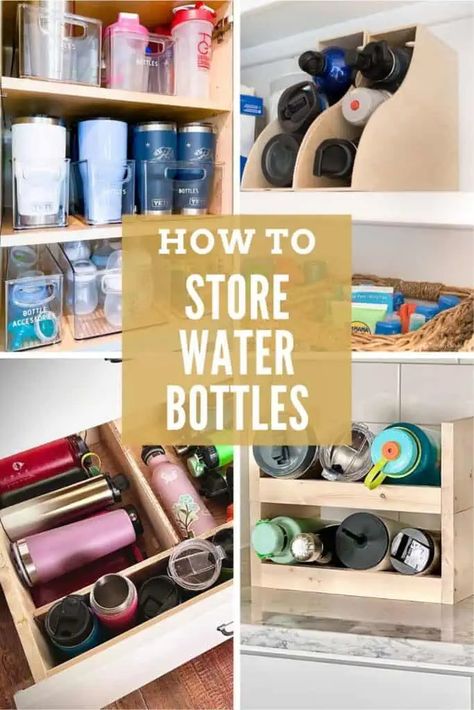 If you struggle to keep your reusable water bottles neat, here are some smart ways for how to store water bottles at home. That’s why we’ve rounded up some of the best water bottle organizers so you can finally get them all in one place. How To Organize Water Bottles, Water Bottle Organization Ideas, Diy Water Bottle Storage, Shaker Bottle Storage, Ikea Shoe Rack, Storing Water Bottles, Water Bottle Storage Rack, 5 Gallon Water Bottle, Water Bottle Organization