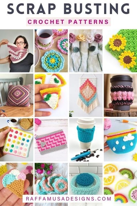 44 (FREE) Scrap & Stash Busting Crochet Patterns Stash Busting Crochet, Leftover Yarn Project, Yarn Projects Crochet, Small Crochet Gifts, Quick Crochet Gifts, Scrap Crochet, Crochet Project Free, One Skein Crochet, Scrap Yarn Crochet