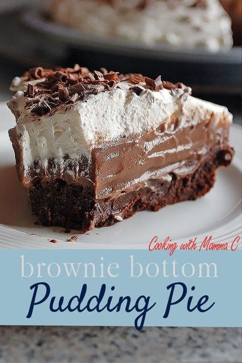 Brownie Crust, Chocolate Pudding Pie, Chocolate Pie With Pudding, Homemade Chocolate Pudding, Smores Dessert, The Best Desserts, Pudding Pie, Pie Pops, Pudding Pies