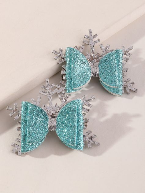 Snowflake Hair Bow, Frozen Hair Bows, Glitter Hair Clips, Cricut Iron On Vinyl, Diy Disney Ears, Frozen Hair, Halloween Hair Bows, Bead Hair Accessories, Christmas Hair Bows