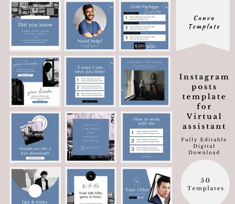 Virtual Assistant Social Media Posts, Virtual Assistant Instagram Feed, Virtual Assistant Instagram Posts, Virtual Assistant Aesthetic, Social Media Manager Aesthetic, Free Business Logo, Business Logo Inspiration, Social Media Packages, Canva Business