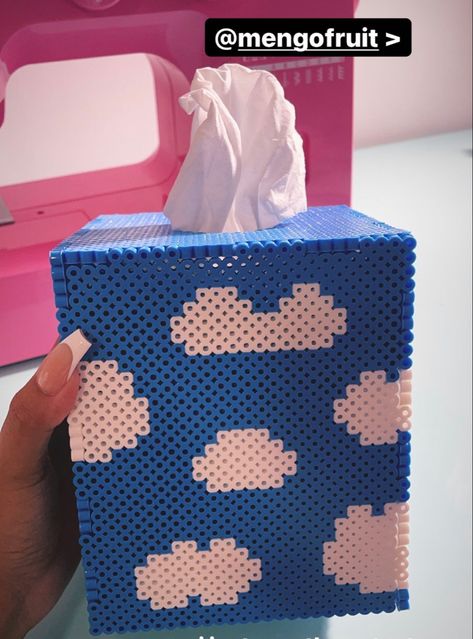 Diy Perler Beads 3d, Perler Bead Kleenex Box Pattern, Pearler Beads Ideas Aesthetic, Hamma Beads Ideas, 3d Perler Bead, Pixel Beads, Bead Organization, Easy Perler Beads Ideas, Fuse Bead Patterns