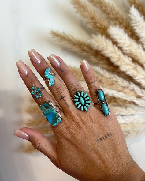 Only a few left 🦋 Turquoise Rings Western, Country Girl Jewelry, Cowgirl Turquoise, Western Jewerly, Turquoise Jewelry Outfit, Western Ideas, Western Fashion Jewelry, Vintage Turquoise Ring, Western Nails