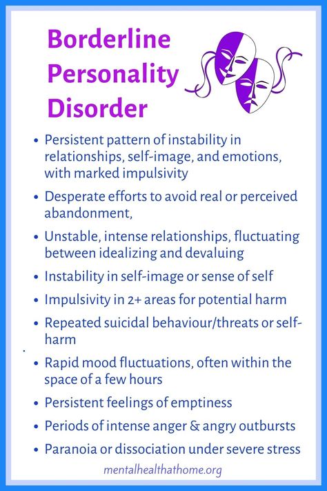 What Is... Borderline Personality Disorder - Mental Health @ Home Narcissism Relationships, Mental Health Facts, Borderline Personality, Mental Health Disorders, Therapy Worksheets, Mental Disorders, Self Image, Personality Disorder, Mental And Emotional Health