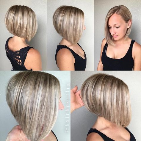 Shiny Blonde Stacked Bob Collarbone Bob, Bob For Thick Hair, A Line Bob, Trendy Bob Hairstyles, Stacked Bob Hairstyles, Medium Bob, Bob Hairstyles For Thick, Medium Bob Hairstyles, Bob Hairstyles For Fine Hair