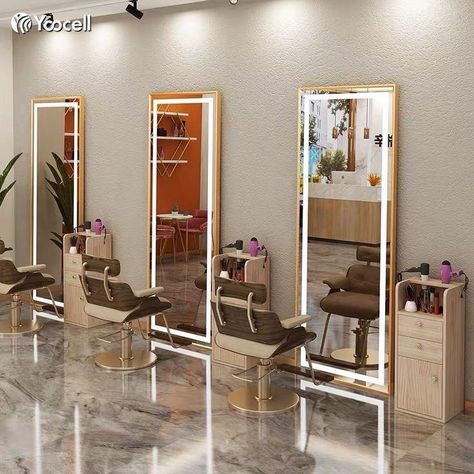 Salon Mirror, Ergonomic Furniture, Barber Shop Interior, Beauty Chair, Salon Mirrors, Beauty Salon Furniture, Hair Salon Interior, Salon Suites Decor, Barbershop Design