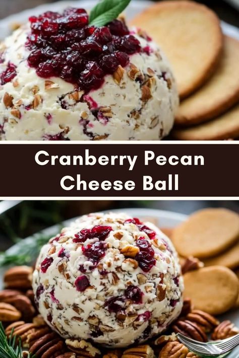 Cranberry Pecan Cheese Ball Cranberry Pecan Cream Cheese Dip, Pistachio Cranberry Cheese Log, Easy Cranberry Cheese Ball, Cheese Ball Cranberry, Cheese Ball With Cranberries, Turkey Cheese Ball Thanksgiving, Cranberry Pecan Goat Cheese Balls, Cranberry Orange Cheese Ball, Cranberry Cheeseball Recipes