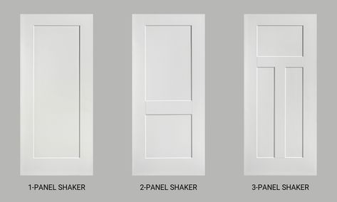 Modern Farmhouse Interior Shaker Doors, 2 Panel Shaker Interior Door Black Hardware, Shaker Bedroom Doors, Interior Door Panel Styles, One Panel Door Interiors, White Shaker Doors Interior, Shaker Style Interior Design, Styles Of Interior Doors, Interior Doors 2 Panel