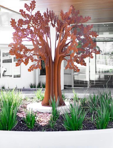 Metal Sculpture | Metal Art Garden Sculptures | Metal Wall Sculpture Melbourne — Entanglements Tree Sculpture Outdoor, Tree Art Installation, Tree Archway, Buddha Modern Art, Metal Garden Sculptures, Tree Installation, Playa Ideas, Door Pergola, Grave Monuments