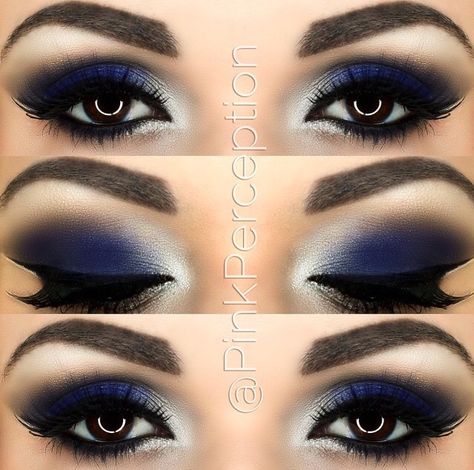 @PinkPerception blue smokey eye Machiaj Smokey Eyes, Smoky Eye Makeup Tutorial, Eyebrow Shapes, Blue Smokey Eye, Blue Makeup Looks, Eyebrow Threading, Smink Inspiration, Beauty Make-up, Makijaż Smokey Eye