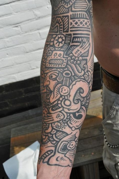 Mosaic Tattoo, Mayan Tattoos, Aztec Tattoos, Mexican Tattoo, Mexican Art Tattoos, Aztec Tattoo Designs, Armband Tattoos, Native Tattoos, Full Arm Tattoos