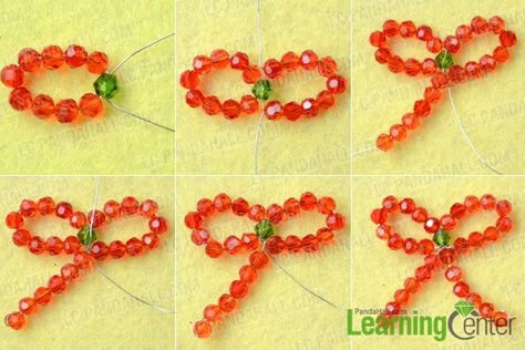 Beaded Bow Bracelet Tutorial, Beaded Bow Pattern, Beaded Bow Necklace Diy, Bow Beads Tutorial, Seed Bead Bow Tutorial, Beaded Bow Earrings Tutorial, Beaded Bow Necklace Tutorial, How To Make A Bow With Beads, Beaded Bow Earrings