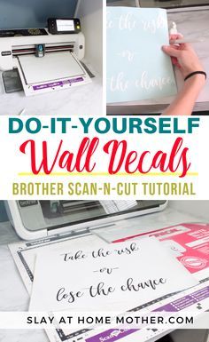 Learn how to use the Brother Scan-N-Cut to make your own wall decals (I use the Scan-N-Cut because I don't have to pay $10 a month to use Cricut software online!) and grab some FREE printables to get started making your own wall decor... Cricut Wall Decals, Best Cricut Machine, Scan N Cut Projects, Diy Decals, Diy Wall Decals, Custom Wall Decals, Cricut Expression, Diy Vinyl, Cricut Machine