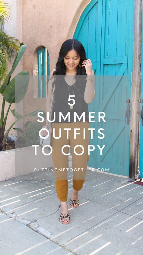 Summer style should be easy but it doesn't always feel that way! Let's up your summer style game with these 5 summer outfits to copy! If you want even MORE outfit formulas, I've got those too. Click here to get your summer wardrobe in check! #summerstyle Saturday Day Outfit, 70 Summer Outfits, Summer Weekend Outfit, Hot Day Outfit, Summer Outfit Guide, Hot Weather Outfits, Saturday Outfit, 5 Outfits, Casual Weekend Outfit