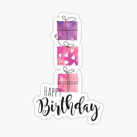 Happy Birthday Stickers Free Printable, Birthday Wishes Stickers, Hamper Stickers, Birthday Stickers Printable, Watercolor Happy Birthday, Happy Birthday Banner Diy, Birthday Card Decoration, Happy Birthday Stickers, Happy Birthday Sis