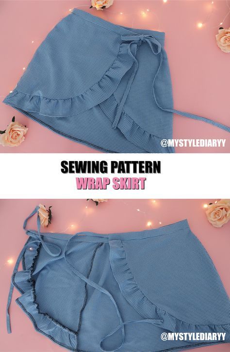 Wrap Skirt Patterns Sewing, Ruffle Wrap Skirt Pattern, How To Make A Wrap Skirt, Diy Wrap Skirt, Wrap Skirt Sewing Pattern, Ruffle Skirt Pattern, Sewing Patterns Skirt, Wrap Skirt Pattern, Ruffle Wrap Skirt