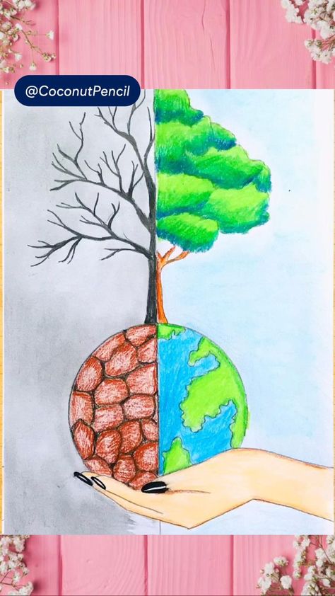 Environment Day Poster / Drawing Easy | Flower drawing, Easy drawings, Drawing challenge Save Environment Drawing Ideas, Drawing For Earth Day, Save Tree Poster Drawing, Different Arts, Save Trees Drawing For Competition, Poster About Environment Drawing, Earth Drawing Creative, Colorful Drawings Easy Creative, Save Earth Drawing Art