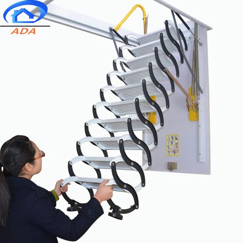 2019 New Model Electric Telescopic Folding Ladder Metal Handrail Carbon Steel Attic Stairs - Buy Metal Handrail Stairs,Hideaway Attic Stairs,Folding Stairs For Outdoor Product on Alibaba.com Attic Access Ladder, Attic Stair, Handrail Stairs, Retractable Stairs, Metal Handrail, Stainless Steel Staircase, Folding Stairs, Metal Handrails, Attic Ladder