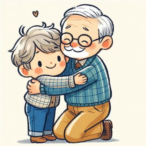 Photo a drawing of grandfather on his kn... | Premium Photo #Freepik #photo Drawings For Grandfather, Grandfather Drawing, Grandpa Drawing, Grandfather Cartoon, Grandkids Pictures, Cute Cartoon Quotes, Family Hug, Sleeping Drawing, On His Knees