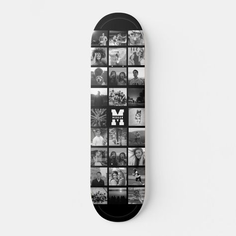 Instagram Photo Collage, Skateboard Birthday, Painted Skateboard, Skateboard Pictures, Skateboarder Gifts, Birthday Photo Collage, Skateboard Wall Art, Photo Collage Gift, Custom Skateboards