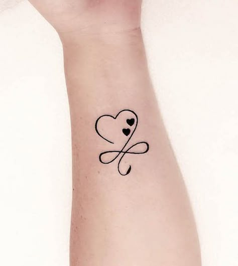 Heart Tattoo Meaning, Small Infinity Tattoos, Heart With Infinity Tattoo, Infinity Symbol Tattoo, Infinity Tattoo Designs, Tiny Wrist Tattoos, Small Heart Tattoos, Tattoo Shading, Tattoos With Kids Names