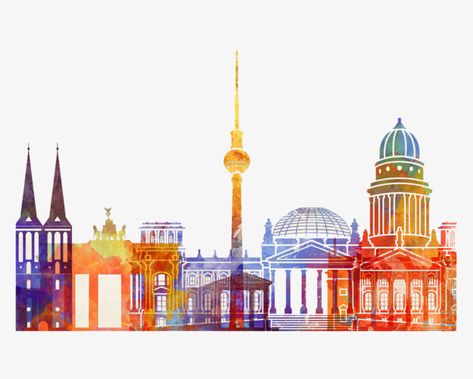 Berlin Skyline, Skyline Illustration, Gift Illustration, Watercolor Architecture, Watercolor Poster, Latest Hd Wallpapers, Poster Decor, On The Menu, Original Wallpaper