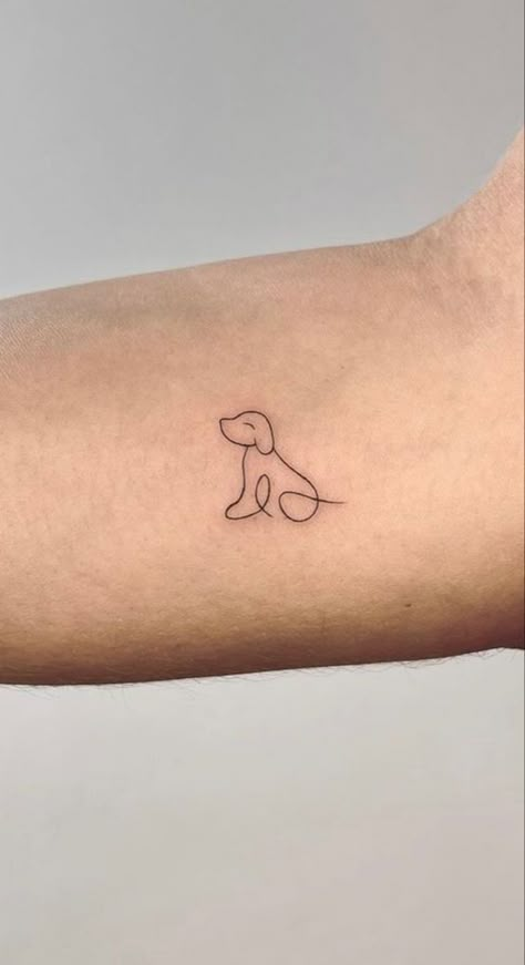 Dogs Tattoo Ideas Minimalist, Dog Tattoo Inspiration, Lost Dog Tattoo Simple, Small Dog Related Tattoos, Dog Inspo Tattoo, Tattoo Ideas Female Dog, Vet Tattoo Ideas, Minimalistic Dog Tattoo, Small Tattoos Dog