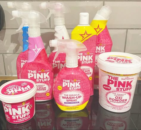 Pink Cleaner, How To Use The Pink Stuff Cleaner, Pink Cleaning Supplies Aesthetic, Cleaning Products, Pink Stuff Cleaner, The Pink Stuff Cleaner Tub, Pink Cleaning Supplies, Apartment Necessities, First Apartment Essentials