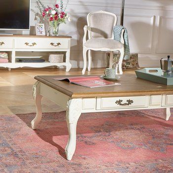 Amboise - table à manger extensible style shabby chic, plateau en chêne, 8/10 couverts Couleur patine antiquaire noire Robin Des Bois | La Redoute Style Shabby Chic, Louis Xvi, Shabby Chic