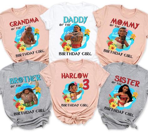 Moana Birthday Shirts Disney Moana Birthday Girl Family | Etsy Moana Theme Birthday, Moana Maui, Birthday Party Shirts, Moana Theme, Family Birthday Shirts, Moana Birthday, Disney Moana, Theme Birthday Party, Family Birthday