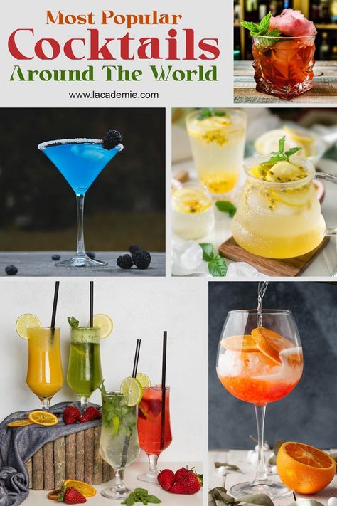 Top 55 Global Cocktail Favorites Vodka Based Cocktails, Most Popular Cocktails, Famous Cocktails, Popular Appetizers, Lemon Drop Martini, Dry Martini, Popular Cocktails, Cocktails To Try, Dry Vermouth