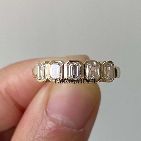 Wedding Band Stack Ideas, Bezel Wedding Band, Three Stone Engagement Rings Emerald, Art Deco Engagement Ring Set, Channel Set Wedding Band, God's Timing, Xmas Wishlist, Stacked Wedding Bands, Engagement Ring Inspiration