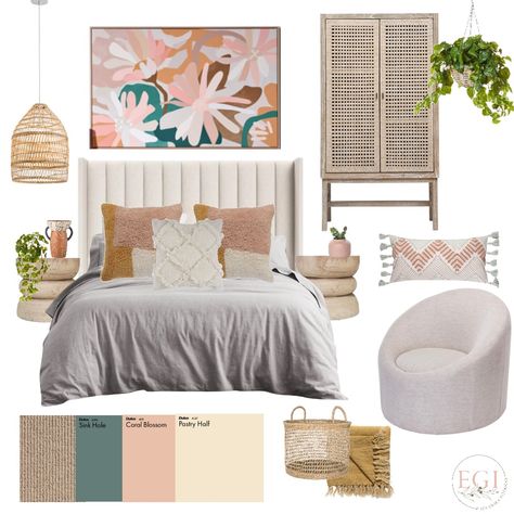 Style Sourcebook, Mood Board Bedroom, Bedroom Mood Board, Bright Bedroom, Sink Hole, Modern Boho Bedroom, Neutral Bedroom Decor, Brighter Bedroom, Design Mood Board